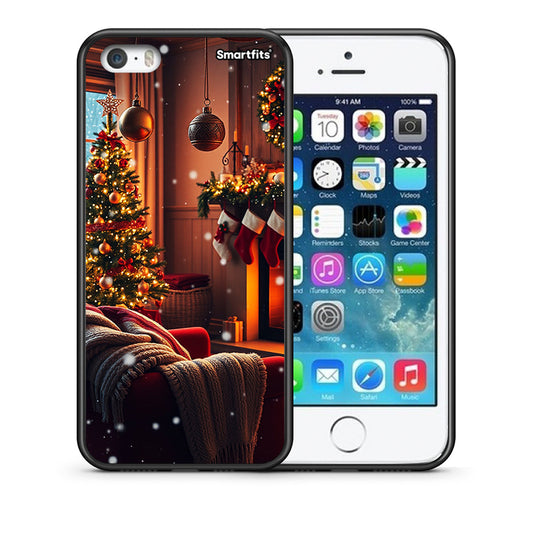 Θήκη iPhone 5/5s/SE Home For Christmas από τη Smartfits με σχέδιο στο πίσω μέρος και μαύρο περίβλημα | iPhone 5/5s/SE Home For Christmas case with colorful back and black bezels