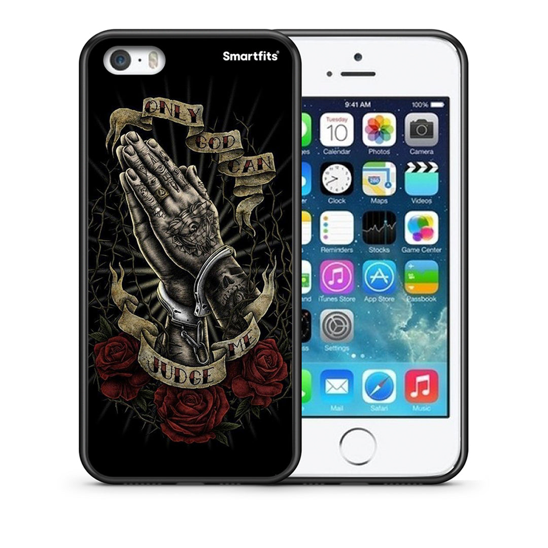 Θήκη iPhone 5/5s/SE Judge By God από τη Smartfits με σχέδιο στο πίσω μέρος και μαύρο περίβλημα | iPhone 5/5s/SE Judge By God case with colorful back and black bezels