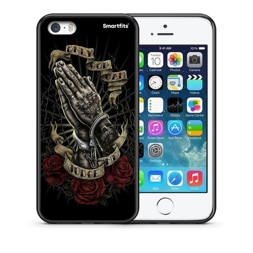 Θήκη iPhone 5/5s/SE Judge By God από τη Smartfits με σχέδιο στο πίσω μέρος και μαύρο περίβλημα | iPhone 5/5s/SE Judge By God case with colorful back and black bezels