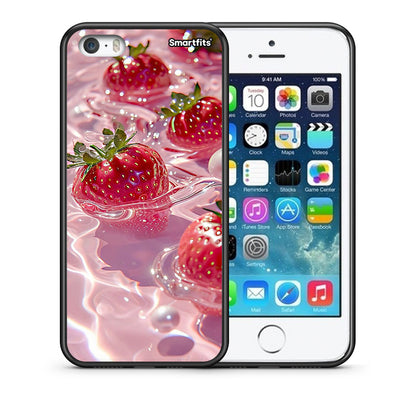 Θήκη iPhone 5/5s/SE Juicy Strawberries από τη Smartfits με σχέδιο στο πίσω μέρος και μαύρο περίβλημα | iPhone 5/5s/SE Juicy Strawberries case with colorful back and black bezels
