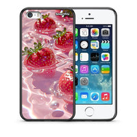 Thumbnail for Θήκη iPhone 5/5s/SE Juicy Strawberries από τη Smartfits με σχέδιο στο πίσω μέρος και μαύρο περίβλημα | iPhone 5/5s/SE Juicy Strawberries case with colorful back and black bezels