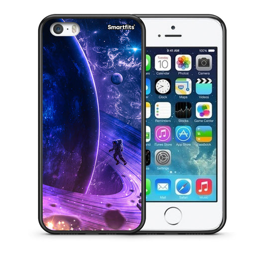 Θήκη iPhone 5/5s/SE Lost Astronaut από τη Smartfits με σχέδιο στο πίσω μέρος και μαύρο περίβλημα | iPhone 5/5s/SE Lost Astronaut case with colorful back and black bezels