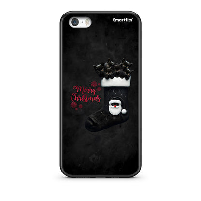 iPhone 5/5s/SE Merry Cat Christmas θήκη από τη Smartfits με σχέδιο στο πίσω μέρος και μαύρο περίβλημα | Smartphone case with colorful back and black bezels by Smartfits