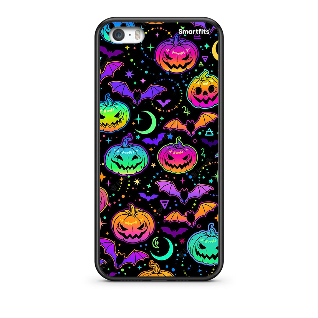 iPhone 5/5s/SE Neon Halloween θήκη από τη Smartfits με σχέδιο στο πίσω μέρος και μαύρο περίβλημα | Smartphone case with colorful back and black bezels by Smartfits
