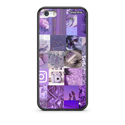 iPhone 5/5s/SE Purple Aesthetic Collage θήκη από τη Smartfits με σχέδιο στο πίσω μέρος και μαύρο περίβλημα | Smartphone case with colorful back and black bezels by Smartfits