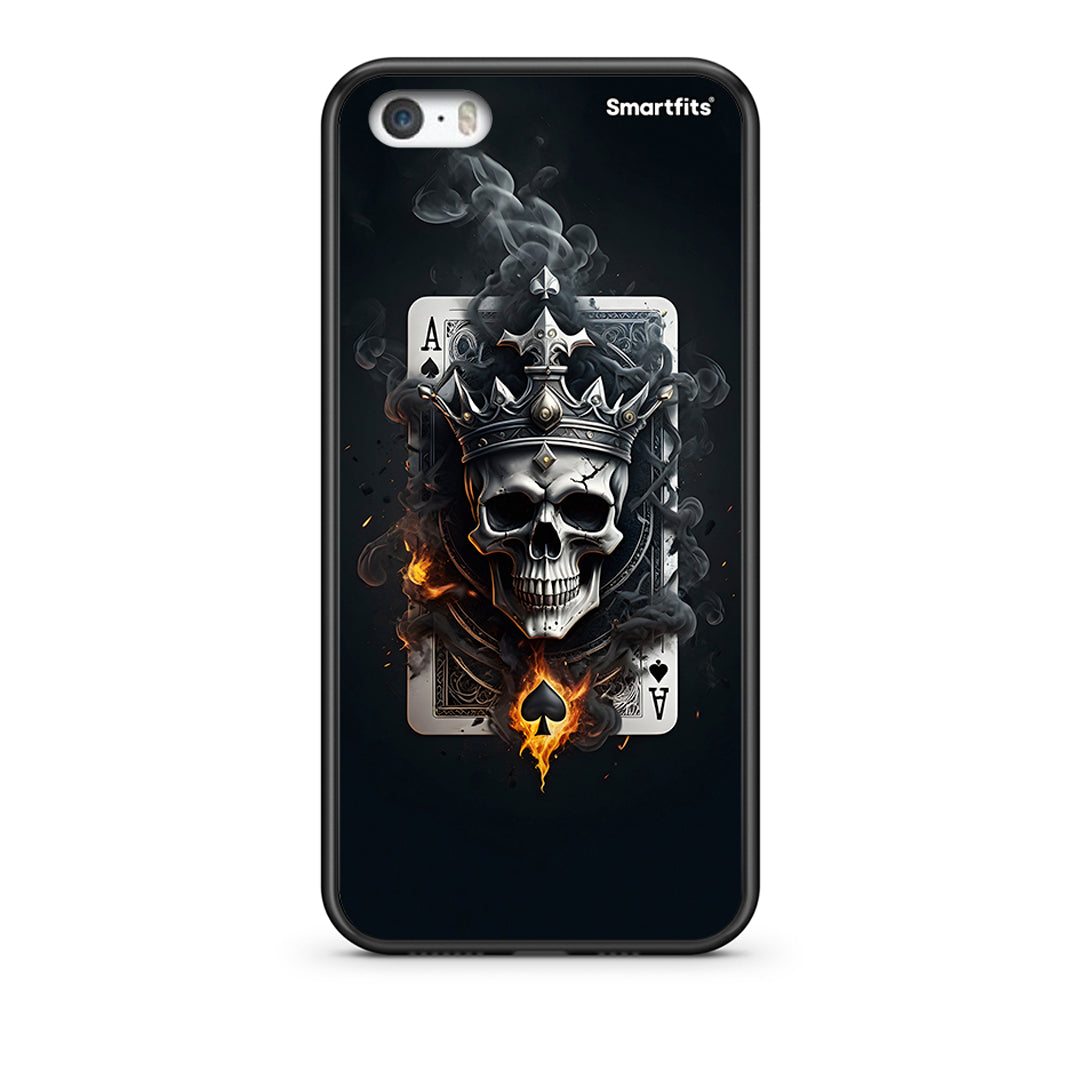 iPhone 5/5s/SE Skull King Ace θήκη από τη Smartfits με σχέδιο στο πίσω μέρος και μαύρο περίβλημα | Smartphone case with colorful back and black bezels by Smartfits