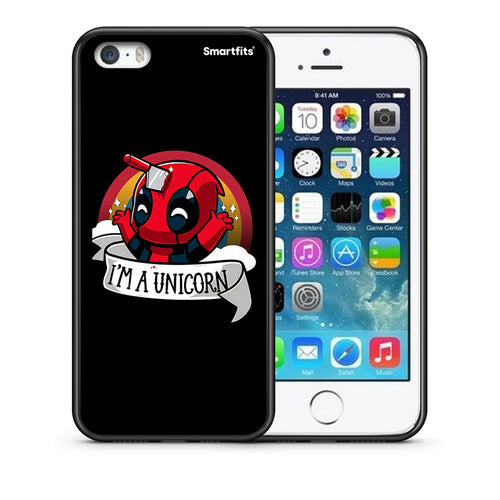 Θήκη iPhone 5/5s/SE Unicorn Deadpool από τη Smartfits με σχέδιο στο πίσω μέρος και μαύρο περίβλημα | iPhone 5/5s/SE Unicorn Deadpool case with colorful back and black bezels