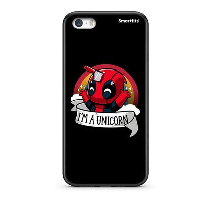 iPhone 5/5s/SE Unicorn Deadpool θήκη από τη Smartfits με σχέδιο στο πίσω μέρος και μαύρο περίβλημα | Smartphone case with colorful back and black bezels by Smartfits