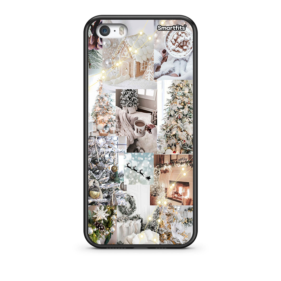 iPhone 5/5s/SE White Christmas θήκη από τη Smartfits με σχέδιο στο πίσω μέρος και μαύρο περίβλημα | Smartphone case with colorful back and black bezels by Smartfits