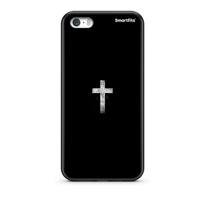 iPhone 5/5s/SE White Cross θήκη από τη Smartfits με σχέδιο στο πίσω μέρος και μαύρο περίβλημα | Smartphone case with colorful back and black bezels by Smartfits
