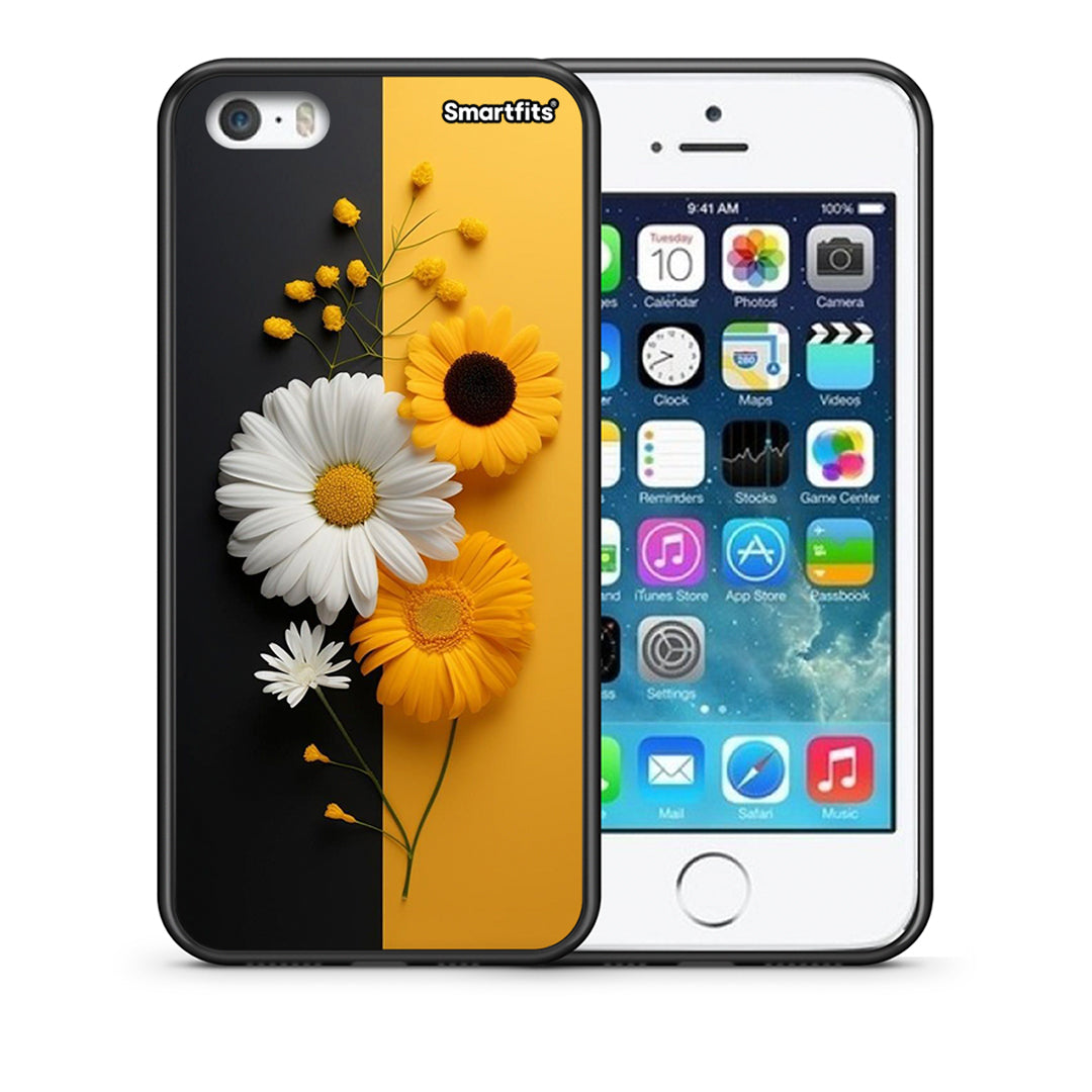 Θήκη iPhone 5/5s/SE Yellow Daisies από τη Smartfits με σχέδιο στο πίσω μέρος και μαύρο περίβλημα | iPhone 5/5s/SE Yellow Daisies case with colorful back and black bezels