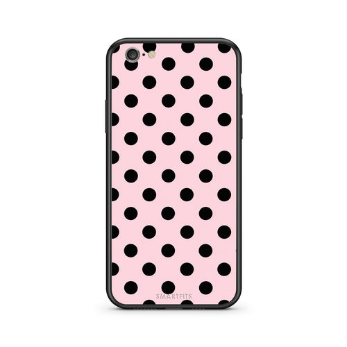 Θήκη iPhone 7 / 8 / SE 2020 Black Polka Dots on Pink από τη Smartfits με σχέδιο στο πίσω μέρος και μαύρο περίβλημα | iPhone 7 / 8 / SE 2020 Black Polka Dots on Pink case with colorful back and black bezels