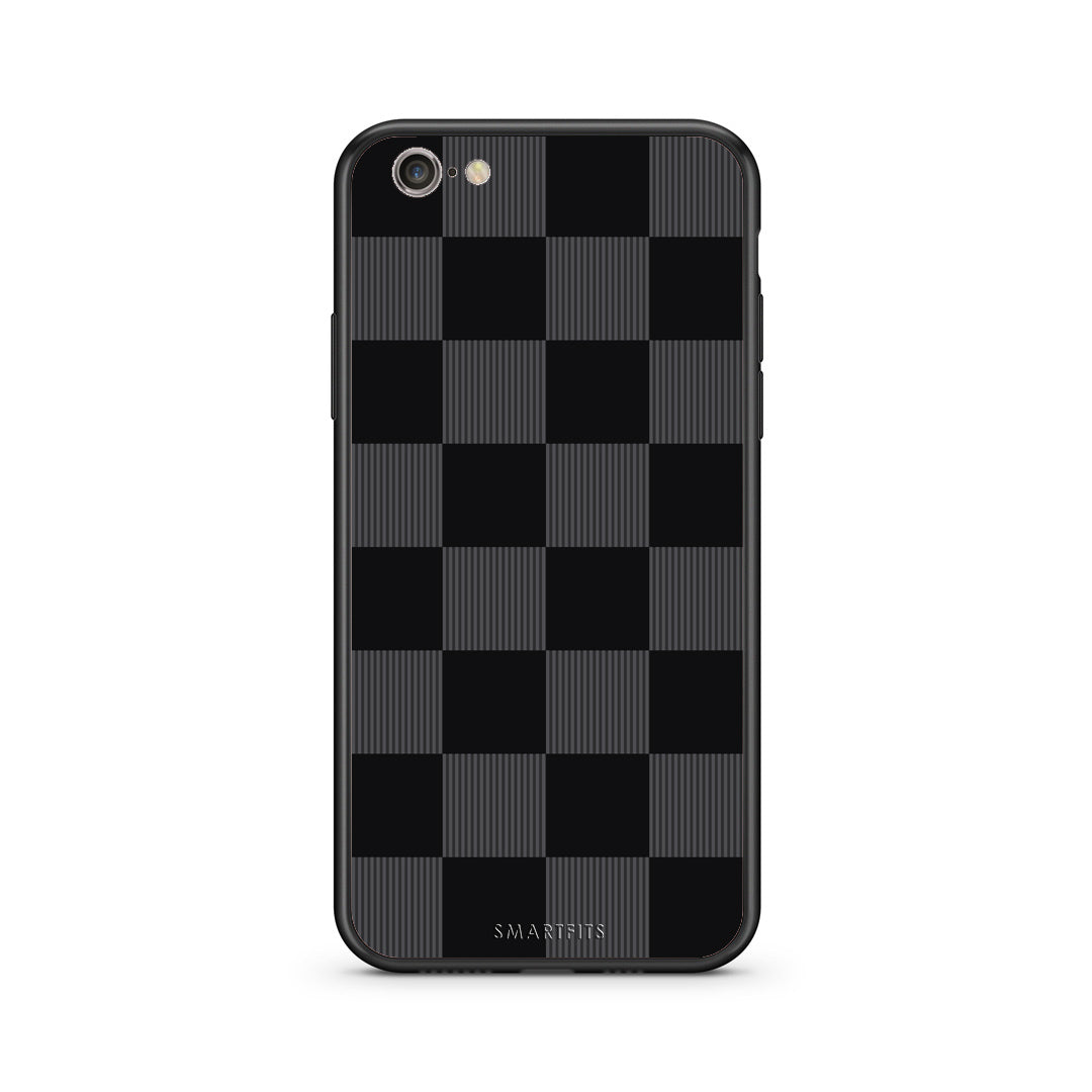 Θήκη iPhone 7 / 8 / SE 2020 Black and Charcoal Striped Checks από τη Smartfits με σχέδιο στο πίσω μέρος και μαύρο περίβλημα | iPhone 7 / 8 / SE 2020 Black and Charcoal Striped Checks case with colorful back and black bezels