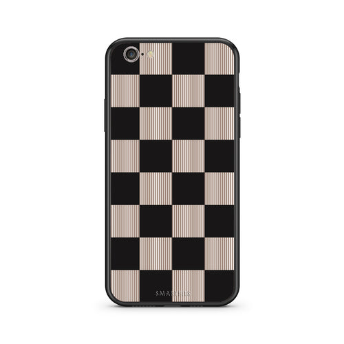 Θήκη iPhone 7 / 8 / SE 2020 Black and Taupe Striped Checks από τη Smartfits με σχέδιο στο πίσω μέρος και μαύρο περίβλημα | iPhone 7 / 8 / SE 2020 Black and Taupe Striped Checks case with colorful back and black bezels
