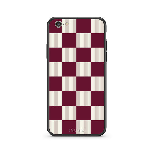 Θήκη iPhone 7 / 8 / SE 2020 Burgundy and Cream Striped Checks από τη Smartfits με σχέδιο στο πίσω μέρος και μαύρο περίβλημα | iPhone 7 / 8 / SE 2020 Burgundy and Cream Striped Checks case with colorful back and black bezels