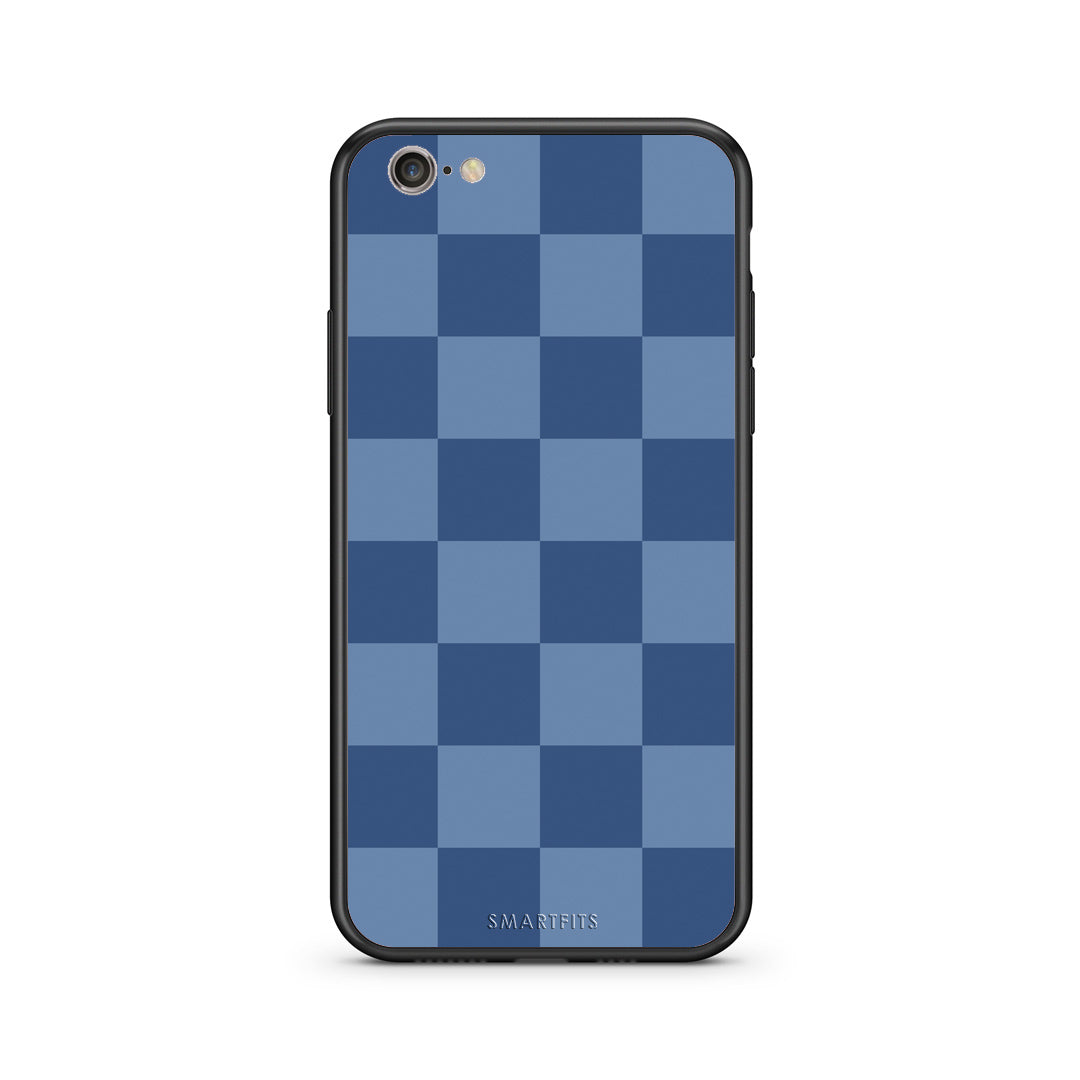 Θήκη iPhone 7 / 8 / SE 2020 Denim Blue Checkerboard από τη Smartfits με σχέδιο στο πίσω μέρος και μαύρο περίβλημα | iPhone 7 / 8 / SE 2020 Denim Blue Checkerboard case with colorful back and black bezels