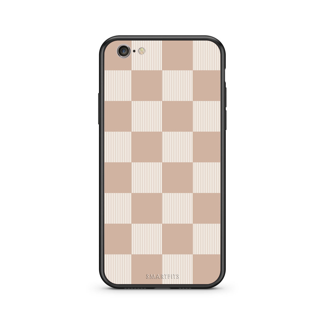 Θήκη iPhone 7 / 8 / SE 2020 Latte and Cream Striped Checks από τη Smartfits με σχέδιο στο πίσω μέρος και μαύρο περίβλημα | iPhone 7 / 8 / SE 2020 Latte and Cream Striped Checks case with colorful back and black bezels