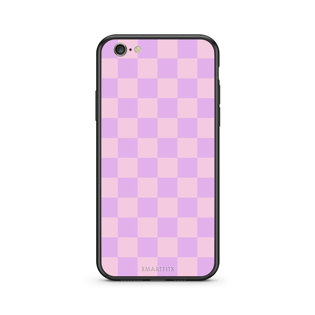Θήκη iPhone 7 / 8 / SE 2020 Lavender and Pink Checkerboard από τη Smartfits με σχέδιο στο πίσω μέρος και μαύρο περίβλημα | iPhone 7 / 8 / SE 2020 Lavender and Pink Checkerboard case with colorful back and black bezels