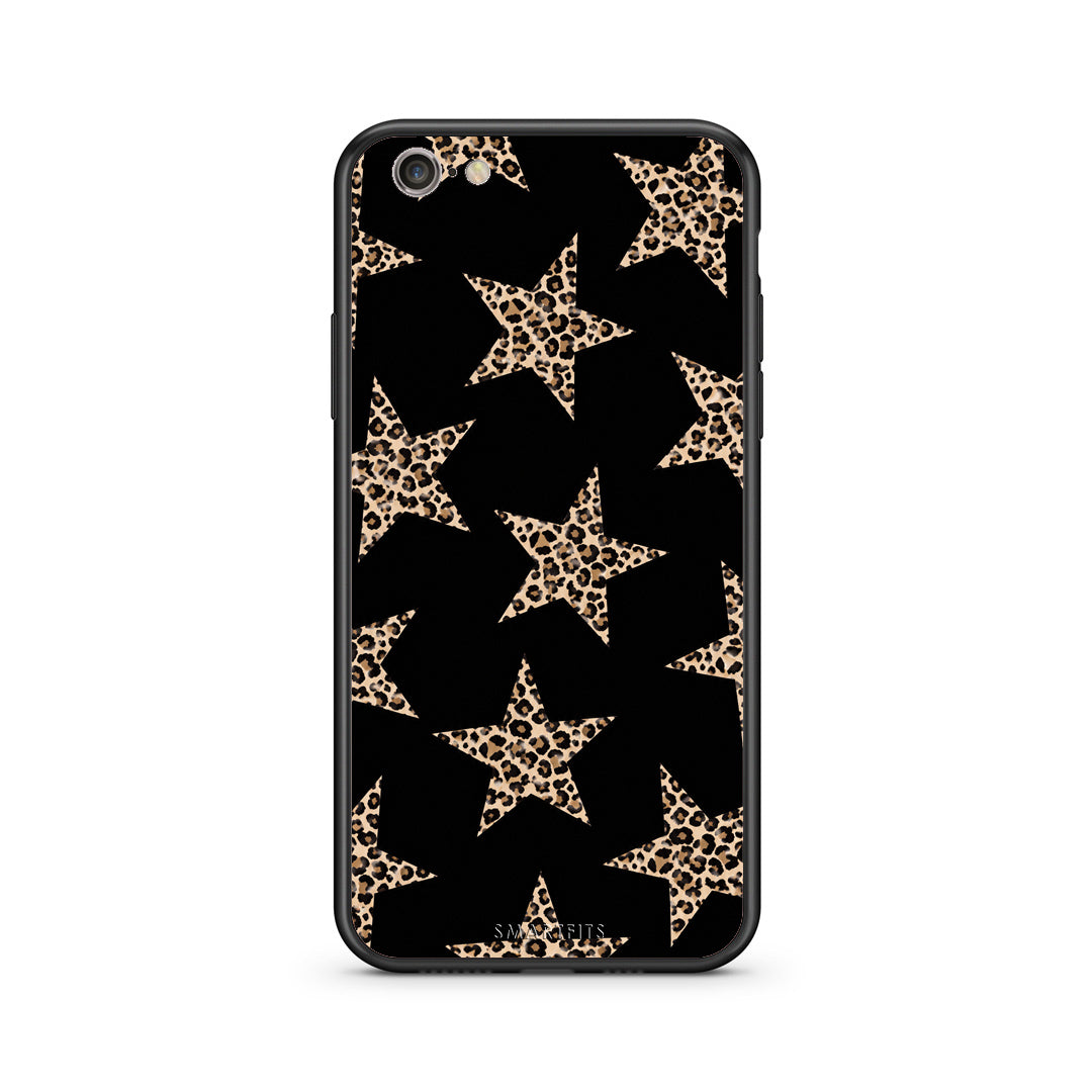 Θήκη iPhone 7 / 8 / SE 2020 Leopard Stars on Black από τη Smartfits με σχέδιο στο πίσω μέρος και μαύρο περίβλημα | iPhone 7 / 8 / SE 2020 Leopard Stars on Black case with colorful back and black bezels