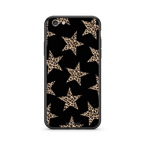 Θήκη iPhone 7 / 8 / SE 2020 Leopard Stars on Black από τη Smartfits με σχέδιο στο πίσω μέρος και μαύρο περίβλημα | iPhone 7 / 8 / SE 2020 Leopard Stars on Black case with colorful back and black bezels