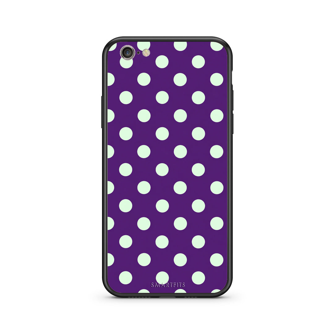 Θήκη iPhone 7 / 8 / SE 2020 Mint Polka Dots on Purple από τη Smartfits με σχέδιο στο πίσω μέρος και μαύρο περίβλημα | iPhone 7 / 8 / SE 2020 Mint Polka Dots on Purple case with colorful back and black bezels