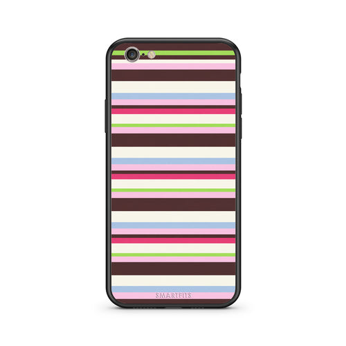 Θήκη iPhone 7 / 8 / SE 2020 Multicolour Horizontal Stripes από τη Smartfits με σχέδιο στο πίσω μέρος και μαύρο περίβλημα | iPhone 7 / 8 / SE 2020 Multicolour Horizontal Stripes case with colorful back and black bezels