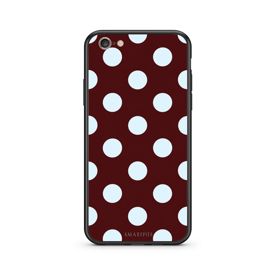 Θήκη iPhone 7 / 8 / SE 2020 Pale Blue Large Polka Dots on Burgundy από τη Smartfits με σχέδιο στο πίσω μέρος και μαύρο περίβλημα | iPhone 7 / 8 / SE 2020 Pale Blue Large Polka Dots on Burgundy case with colorful back and black bezels