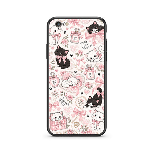 Θήκη iPhone 7 / 8 / SE 2020 Pink Bows and Kittens Collage από τη Smartfits με σχέδιο στο πίσω μέρος και μαύρο περίβλημα | iPhone 7 / 8 / SE 2020 Pink Bows and Kittens Collage case with colorful back and black bezels
