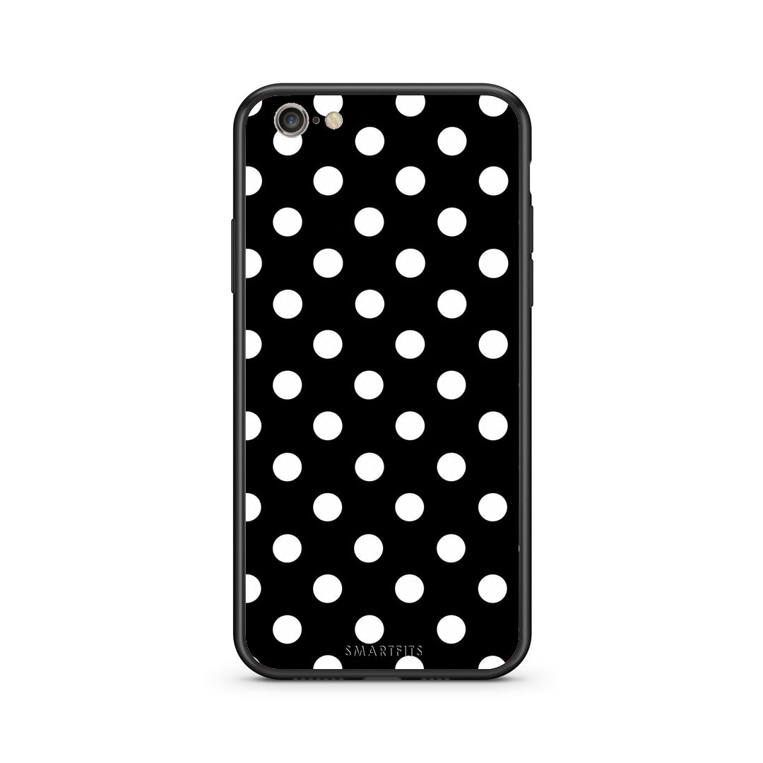 Θήκη iPhone 7 / 8 / SE 2020 White Polka Dots on Black από τη Smartfits με σχέδιο στο πίσω μέρος και μαύρο περίβλημα | iPhone 7 / 8 / SE 2020 White Polka Dots on Black case with colorful back and black bezels