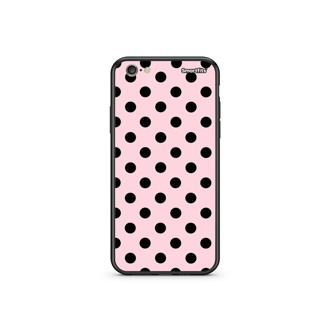 Θήκη iPhone 6 Plus / 6s Plus Black Polka Dots on Pink από τη Smartfits με σχέδιο στο πίσω μέρος και μαύρο περίβλημα | iPhone 6 Plus / 6s Plus Black Polka Dots on Pink case with colorful back and black bezels