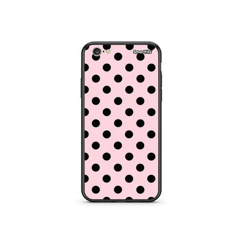 Θήκη iPhone 6 Plus / 6s Plus Black Polka Dots on Pink από τη Smartfits με σχέδιο στο πίσω μέρος και μαύρο περίβλημα | iPhone 6 Plus / 6s Plus Black Polka Dots on Pink case with colorful back and black bezels