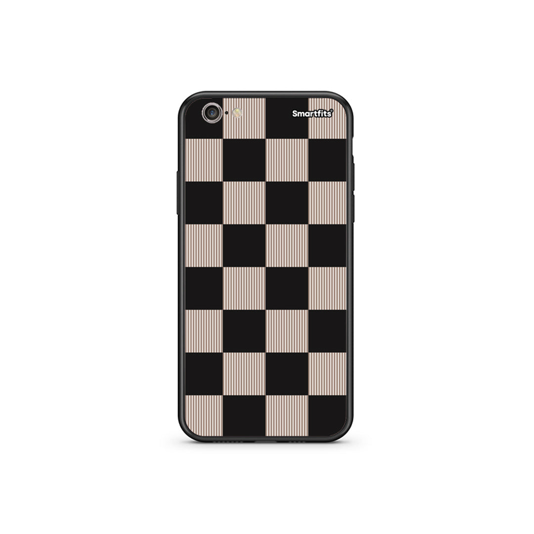 Θήκη iPhone 6 Plus / 6s Plus Black and Taupe Striped Checks από τη Smartfits με σχέδιο στο πίσω μέρος και μαύρο περίβλημα | iPhone 6 Plus / 6s Plus Black and Taupe Striped Checks case with colorful back and black bezels