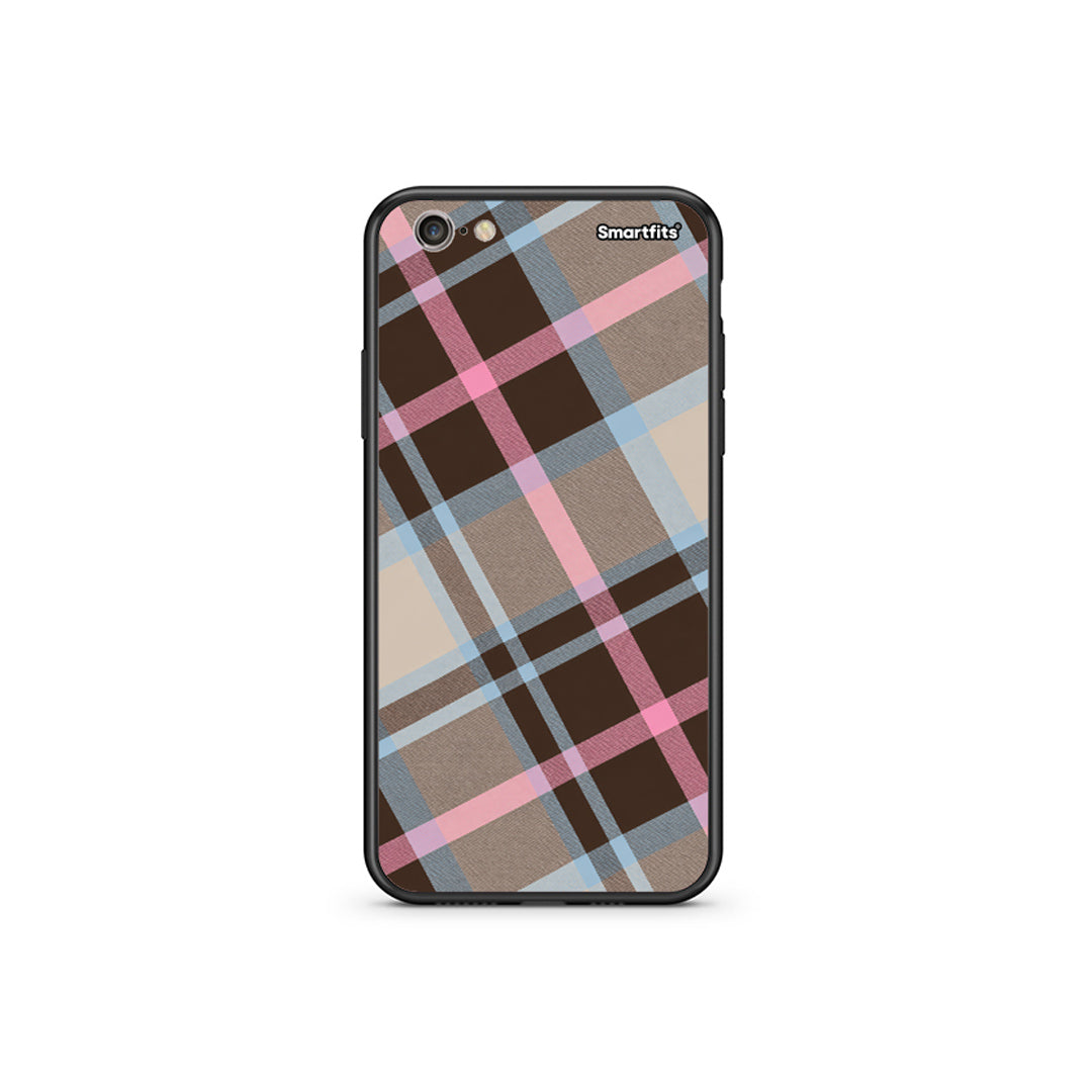 Θήκη iPhone 6 Plus / 6s Plus Brown Pink and Blue Diagonal Plaid από τη Smartfits με σχέδιο στο πίσω μέρος και μαύρο περίβλημα | iPhone 6 Plus / 6s Plus Brown Pink and Blue Diagonal Plaid case with colorful back and black bezels