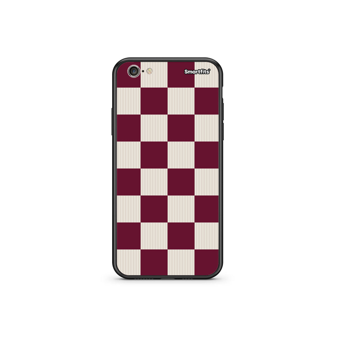 Θήκη iPhone 6 Plus / 6s Plus Burgundy and Cream Striped Checks από τη Smartfits με σχέδιο στο πίσω μέρος και μαύρο περίβλημα | iPhone 6 Plus / 6s Plus Burgundy and Cream Striped Checks case with colorful back and black bezels