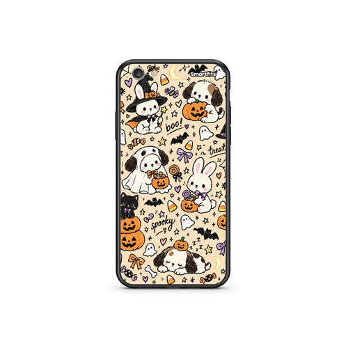Θήκη iPhone 6 Plus / 6s Plus Halloween Puppies and Friends on Cream από τη Smartfits με σχέδιο στο πίσω μέρος και μαύρο περίβλημα | iPhone 6 Plus / 6s Plus Halloween Puppies and Friends on Cream case with colorful back and black bezels