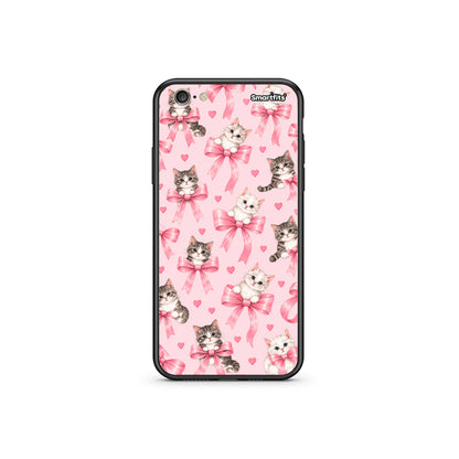 Θήκη iPhone 6 Plus / 6s Plus Kittens and Pink Bows on Pink από τη Smartfits με σχέδιο στο πίσω μέρος και μαύρο περίβλημα | iPhone 6 Plus / 6s Plus Kittens and Pink Bows on Pink case with colorful back and black bezels