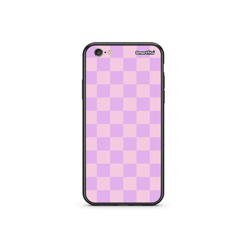 Θήκη iPhone 6 Plus / 6s Plus Lavender and Pink Checkerboard από τη Smartfits με σχέδιο στο πίσω μέρος και μαύρο περίβλημα | iPhone 6 Plus / 6s Plus Lavender and Pink Checkerboard case with colorful back and black bezels