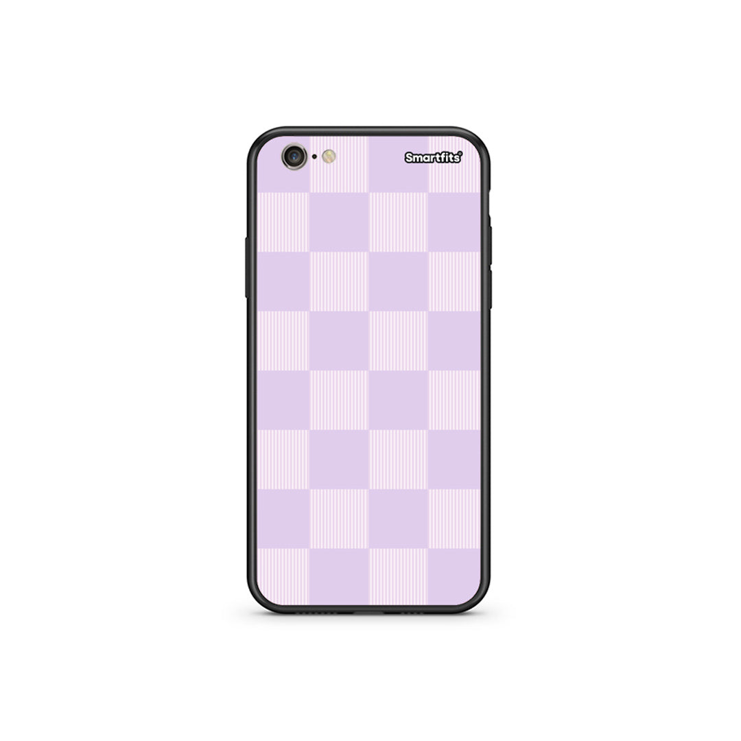 Θήκη iPhone 6 Plus / 6s Plus Lilac and Cream Striped Checks από τη Smartfits με σχέδιο στο πίσω μέρος και μαύρο περίβλημα | iPhone 6 Plus / 6s Plus Lilac and Cream Striped Checks case with colorful back and black bezels