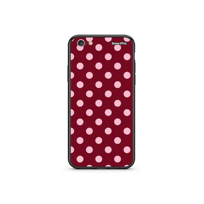 Θήκη iPhone 6 Plus / 6s Plus Pink Polka Dots on Burgundy από τη Smartfits με σχέδιο στο πίσω μέρος και μαύρο περίβλημα | iPhone 6 Plus / 6s Plus Pink Polka Dots on Burgundy case with colorful back and black bezels