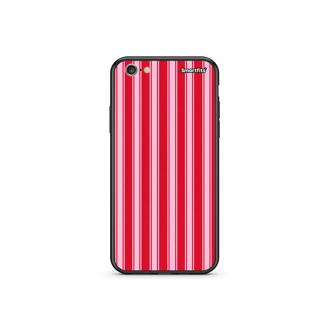 Θήκη iPhone 6 Plus / 6s Plus Red and Pink Vertical Pinstripes από τη Smartfits με σχέδιο στο πίσω μέρος και μαύρο περίβλημα | iPhone 6 Plus / 6s Plus Red and Pink Vertical Pinstripes case with colorful back and black bezels