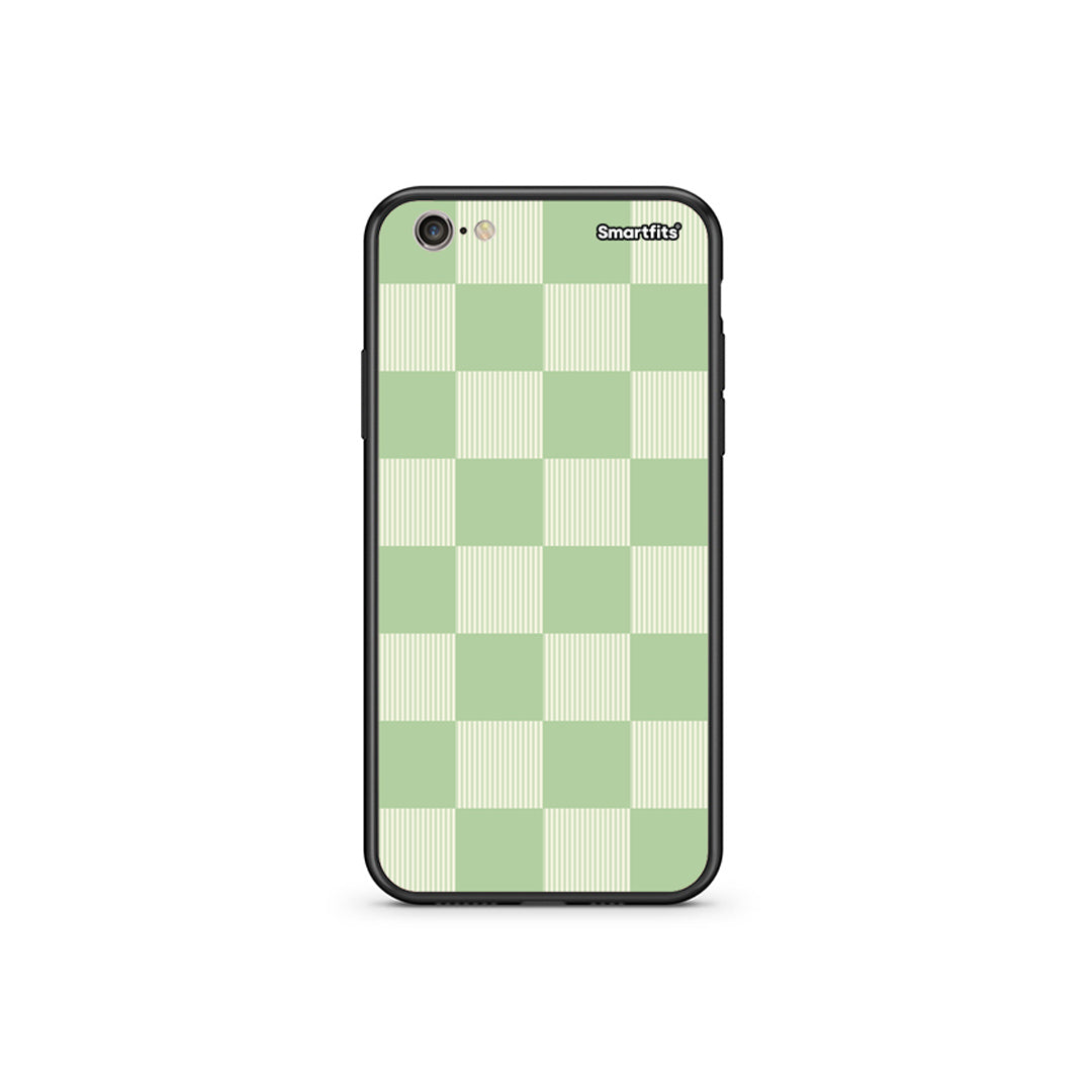 Θήκη iPhone 6 Plus / 6s Plus Sage and Cream Striped Checks από τη Smartfits με σχέδιο στο πίσω μέρος και μαύρο περίβλημα | iPhone 6 Plus / 6s Plus Sage and Cream Striped Checks case with colorful back and black bezels