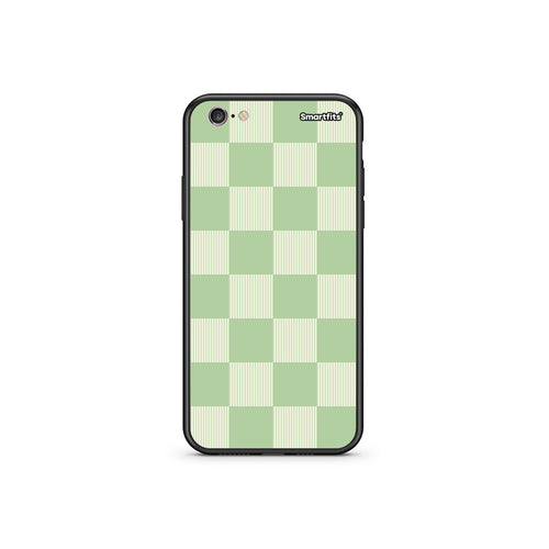 Θήκη iPhone 6 Plus / 6s Plus Sage and Cream Striped Checks από τη Smartfits με σχέδιο στο πίσω μέρος και μαύρο περίβλημα | iPhone 6 Plus / 6s Plus Sage and Cream Striped Checks case with colorful back and black bezels