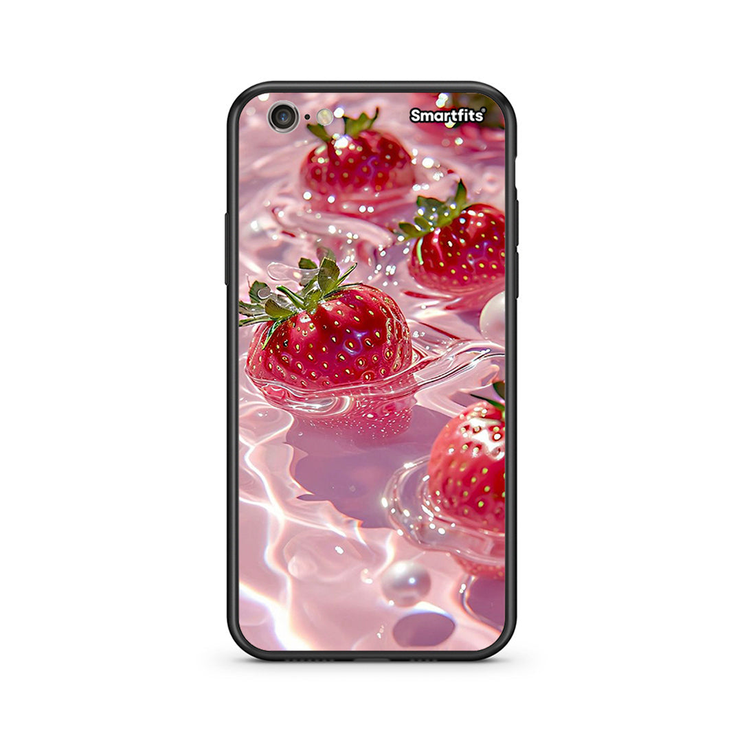 iphone 6 plus 6s plus Juicy Strawberries θήκη από τη Smartfits με σχέδιο στο πίσω μέρος και μαύρο περίβλημα | Smartphone case with colorful back and black bezels by Smartfits