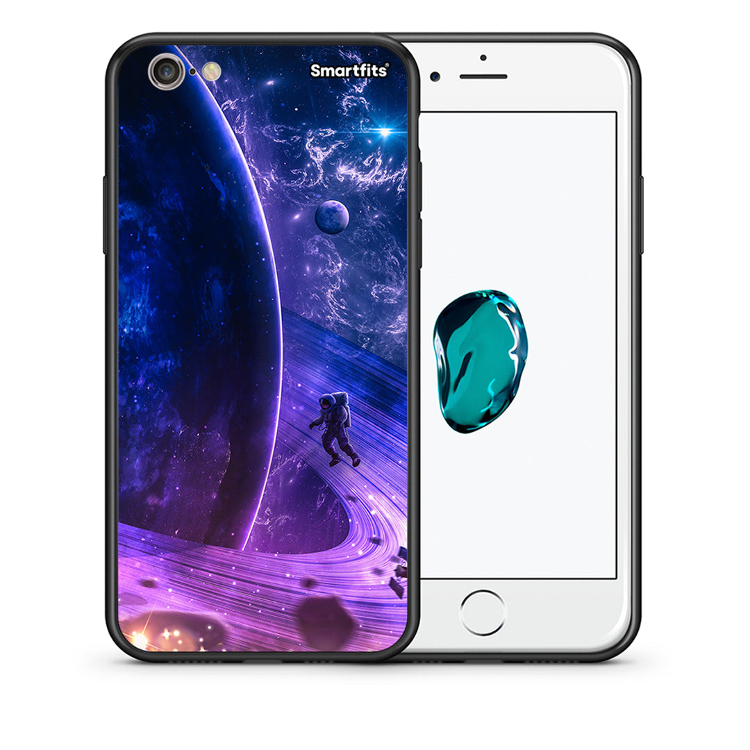 Θήκη iPhone 7/8/SE 2020 Lost Astronaut από τη Smartfits με σχέδιο στο πίσω μέρος και μαύρο περίβλημα | iPhone 7/8/SE 2020 Lost Astronaut case with colorful back and black bezels