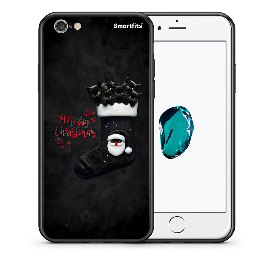 Θήκη iPhone 6/6s Merry Cat Christmas από τη Smartfits με σχέδιο στο πίσω μέρος και μαύρο περίβλημα | iPhone 6/6s Merry Cat Christmas case with colorful back and black bezels