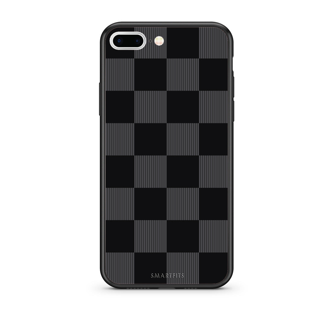 Θήκη iPhone 7 Plus / 8 Plus Black and Charcoal Striped Checks από τη Smartfits με σχέδιο στο πίσω μέρος και μαύρο περίβλημα | iPhone 7 Plus / 8 Plus Black and Charcoal Striped Checks case with colorful back and black bezels