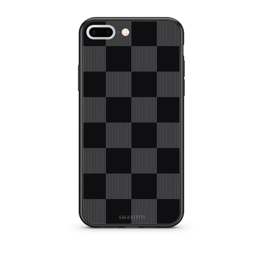 Θήκη iPhone 7 Plus / 8 Plus Black and Charcoal Striped Checks από τη Smartfits με σχέδιο στο πίσω μέρος και μαύρο περίβλημα | iPhone 7 Plus / 8 Plus Black and Charcoal Striped Checks case with colorful back and black bezels