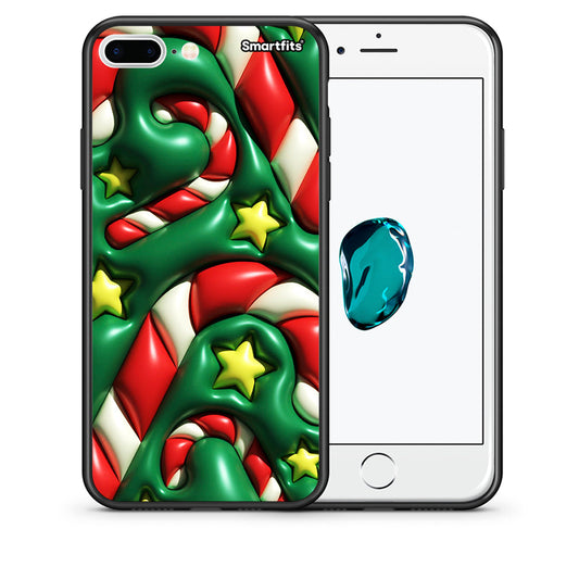 Θήκη iPhone 7 Plus/8 Plus Christmas Bubbles από τη Smartfits με σχέδιο στο πίσω μέρος και μαύρο περίβλημα | iPhone 7 Plus/8 Plus Christmas Bubbles case with colorful back and black bezels