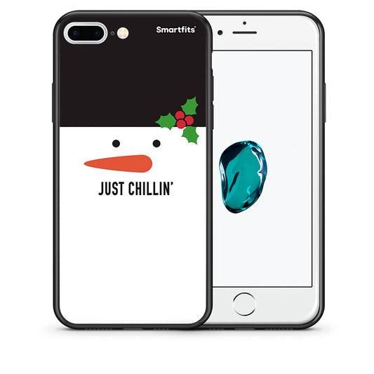 Θήκη iPhone 7 Plus/8 Plus Christmas Chillin από τη Smartfits με σχέδιο στο πίσω μέρος και μαύρο περίβλημα | iPhone 7 Plus/8 Plus Christmas Chillin case with colorful back and black bezels