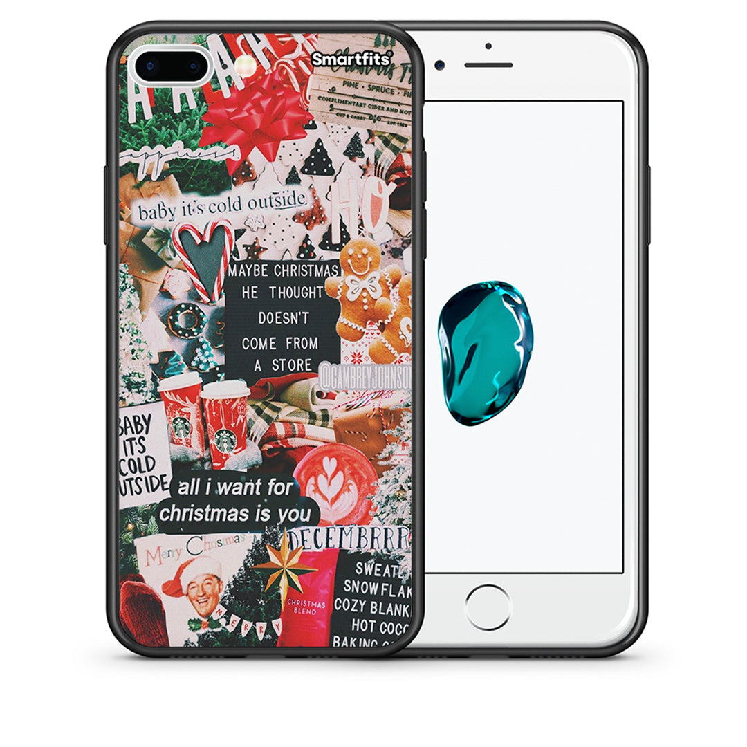 Θήκη iPhone 7 Plus/8 Plus Christmas Happiness από τη Smartfits με σχέδιο στο πίσω μέρος και μαύρο περίβλημα | iPhone 7 Plus/8 Plus Christmas Happiness case with colorful back and black bezels